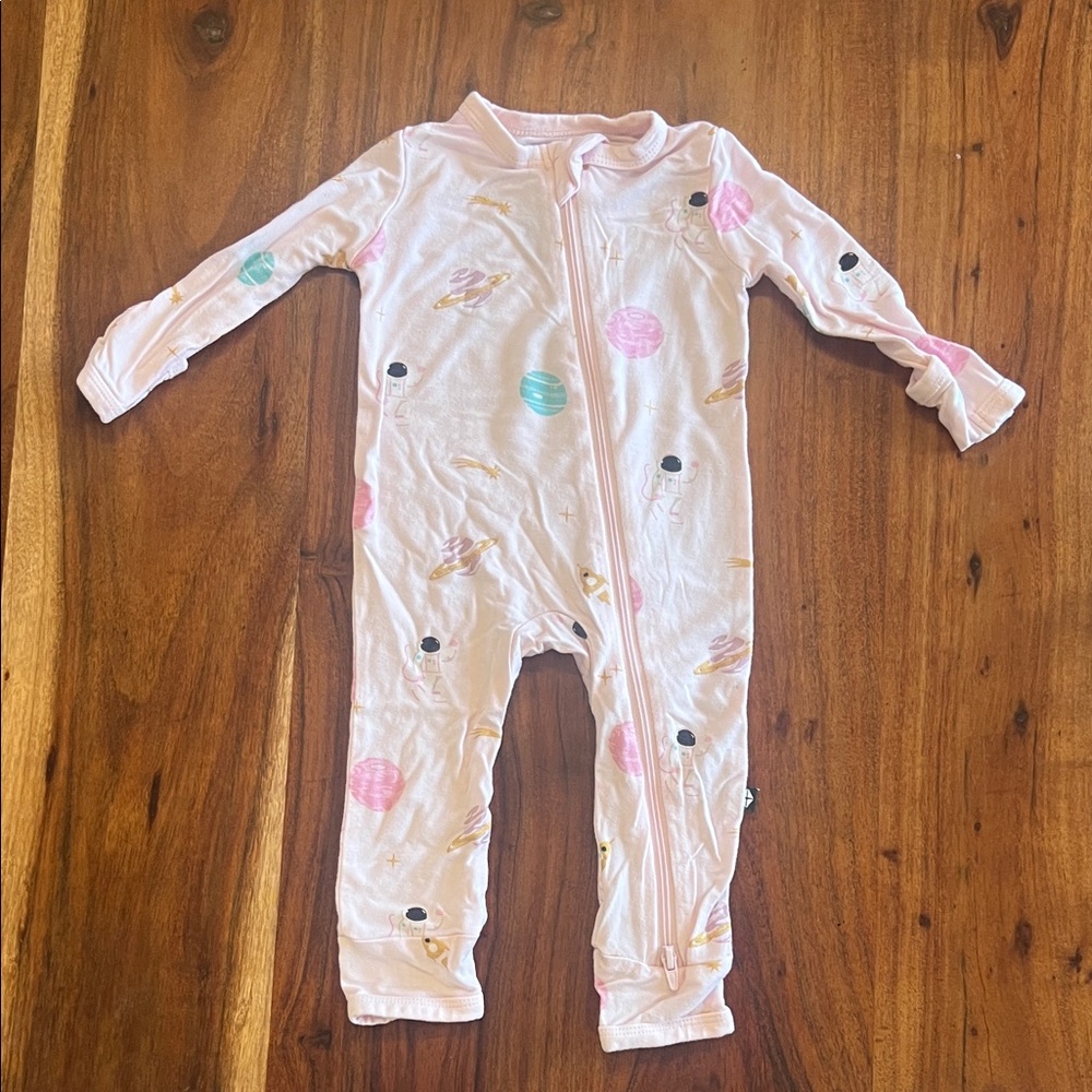 Sakura Pink Space-Themed Zippered Romper
